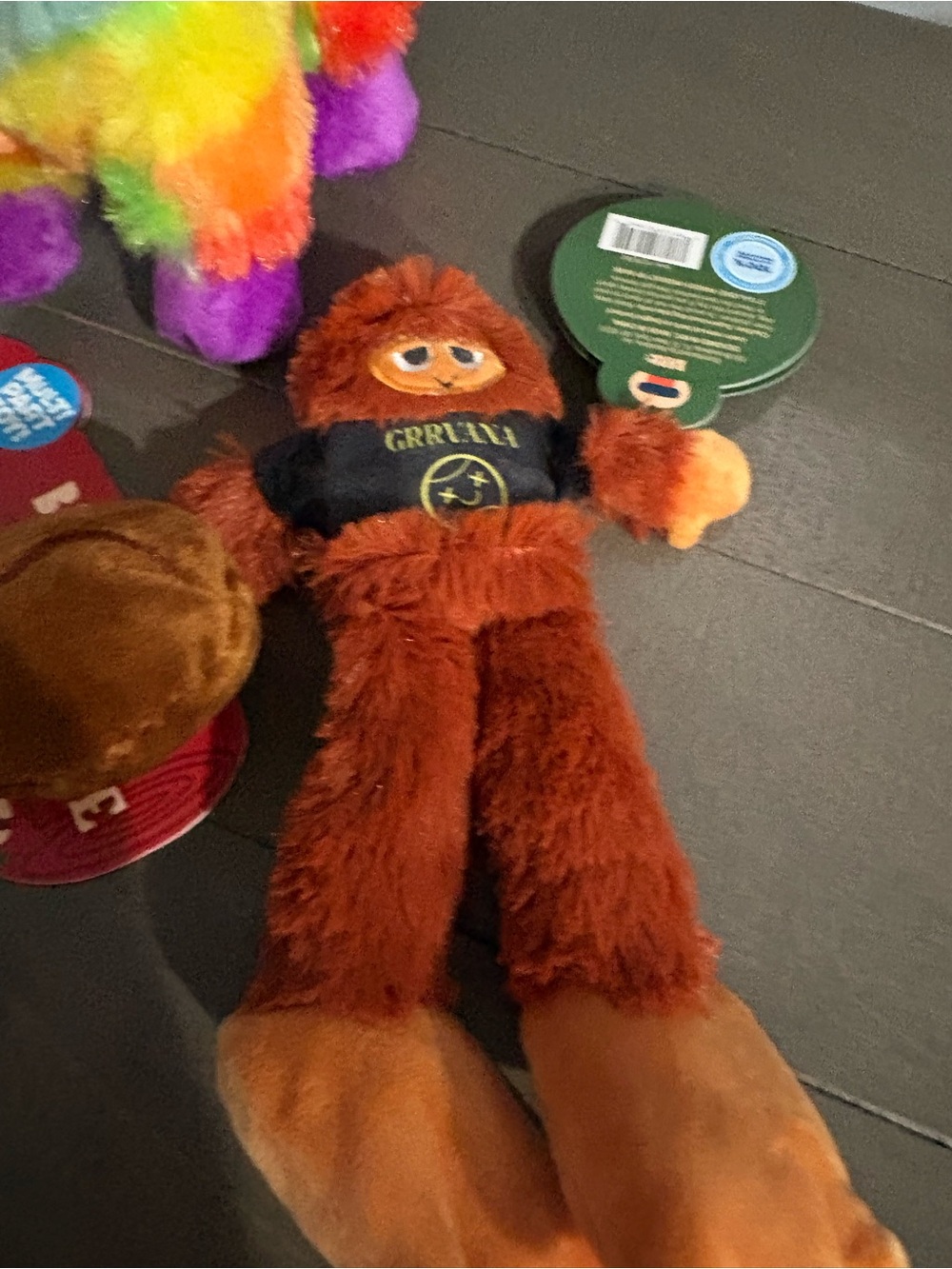 Bark Multicolor Rainbow Donkey Plush with Orange Monkey & Brown Coffee Cup Toys - Picture 4 of 4